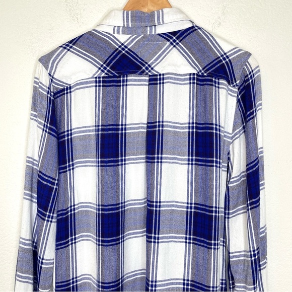 Rails plaid cobalt white button up long sleeve shirt top medium - Picture 5 of 10